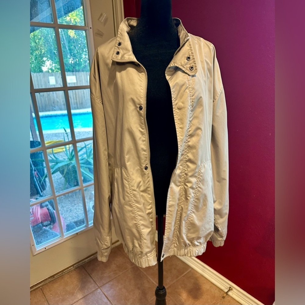 Vintage Greg Norman Collection Golf Jacket Shark Logo Beige Windbreaker L Korea